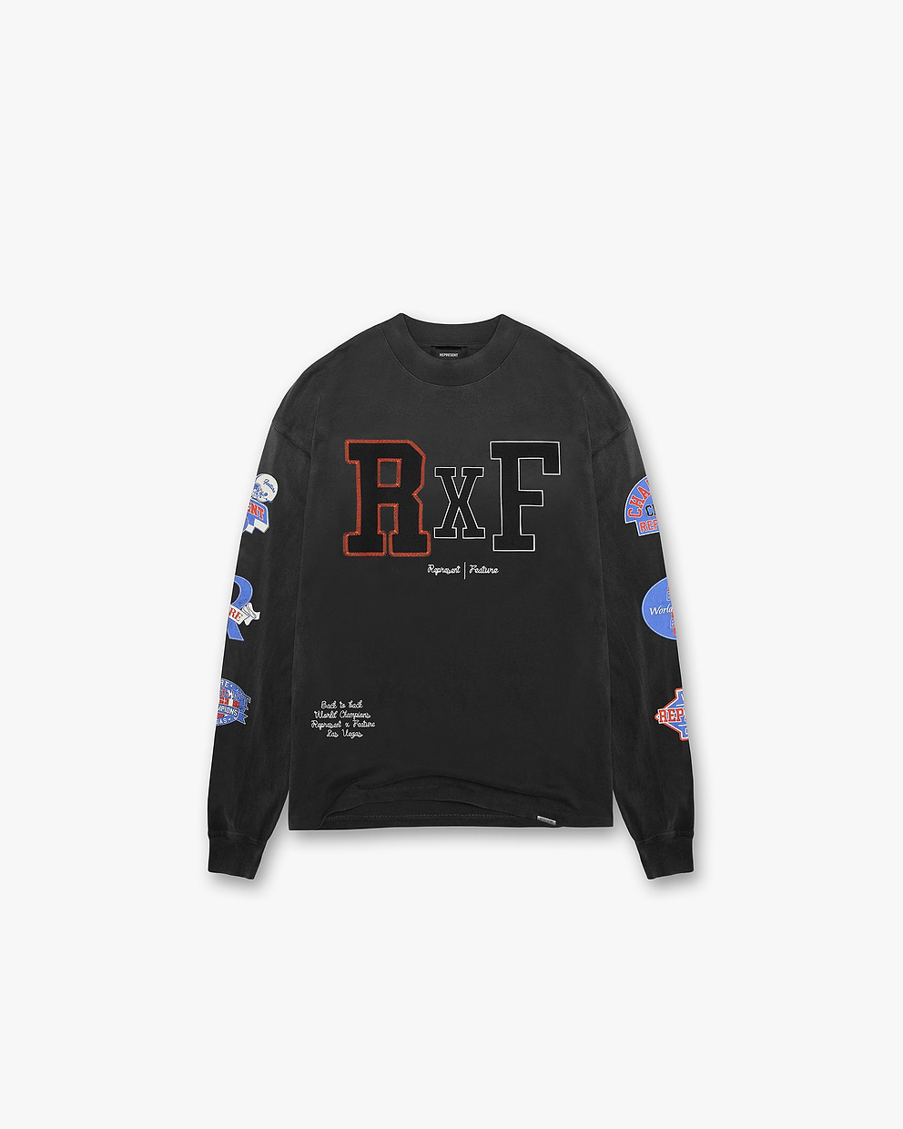 Represent X Feature Champions Long Sleeve T-Shirt - Stained Black